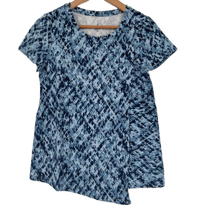 Cuddl Duds Womens‎ Flexwear Casual Top Blue Camo Short Sleeve Stretch XS New